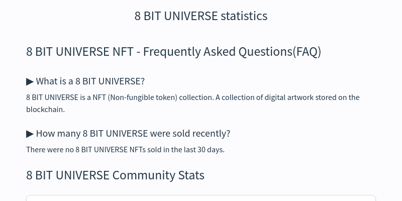 8 BIT UNIVERSE NFT statistics