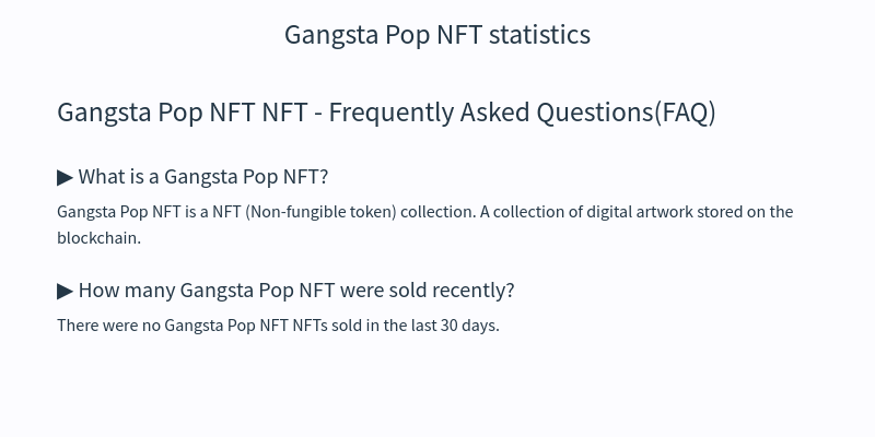 Gangsta Pop NFT NFT statistics